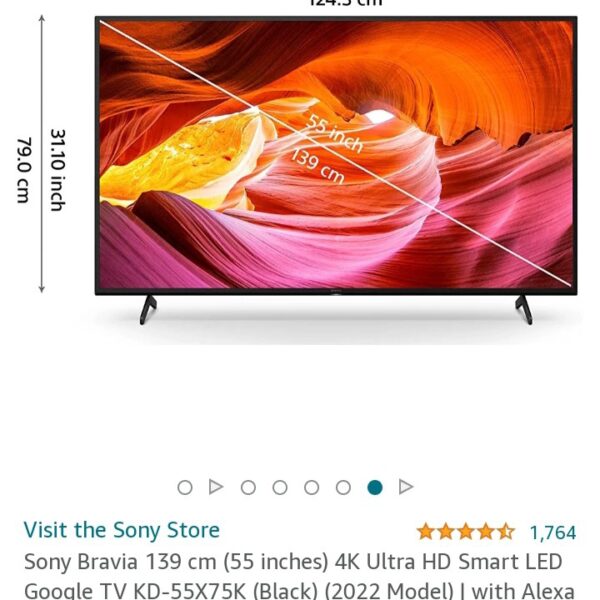 Sony 55 Inch 4K UHD Smart LED TV 55X75K Google TV