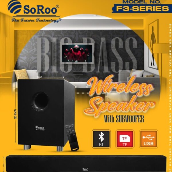 OROO F3 Wireless Speaker with Subwoofer 100W 38 Inch