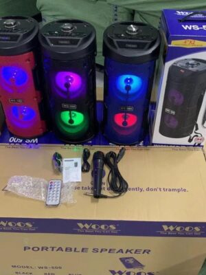 WOOS WS-500 Bluetooth Mic FM USB Portable Speaker Offer / Banner Text: