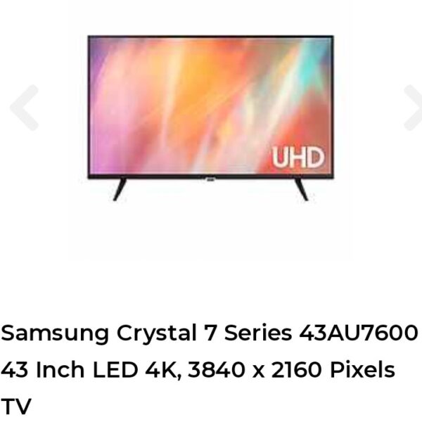 Samsung 43 Inch 4K UHD Smart LED TV AU7600 Series