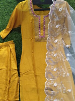 Siqvans Reyon Cotton 3 Piece Kurti Set – Kurti, Pants & Dupatta